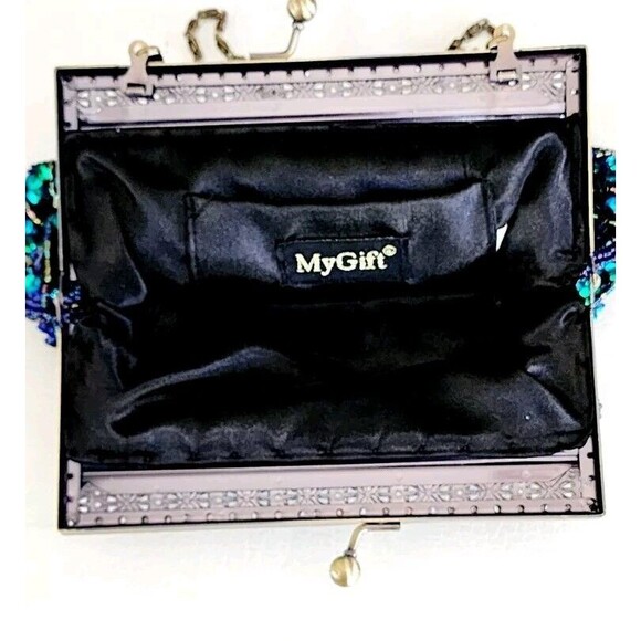 Vintage Women Evening Clutch Bag Handmade Beaded Peacock Wedding Party Handbag - Picture 4 of 6